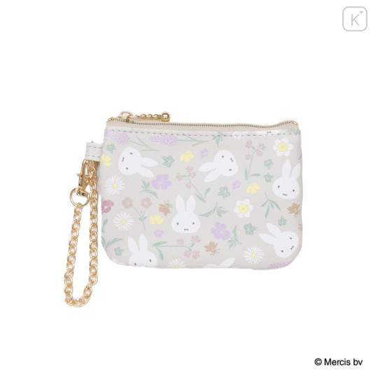 Japan Miffy Pass Case Card Holder & Coin Case - Miffy : Floral Face A - 1