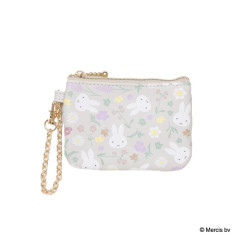 Japan Miffy Pass Case Card Holder & Coin Case - Miffy : Floral Face A