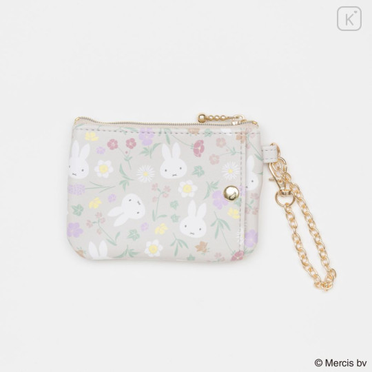 Japan Miffy Pass Case Card Holder & Coin Case - Miffy : Floral Face A - 2