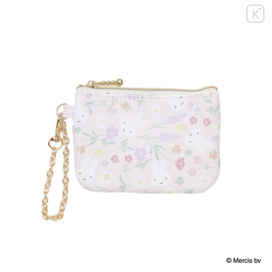 Japan Miffy Pass Case Card Holder & Coin Case - Miffy : Floral Face B - 1