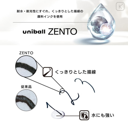 Japan Uni-ball Zento Basic Gel Pen - 0.7mm Black - 4