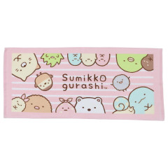 Japan San-X Jacquard Face Towel - Sumikko Gurashi : Pink Stripe