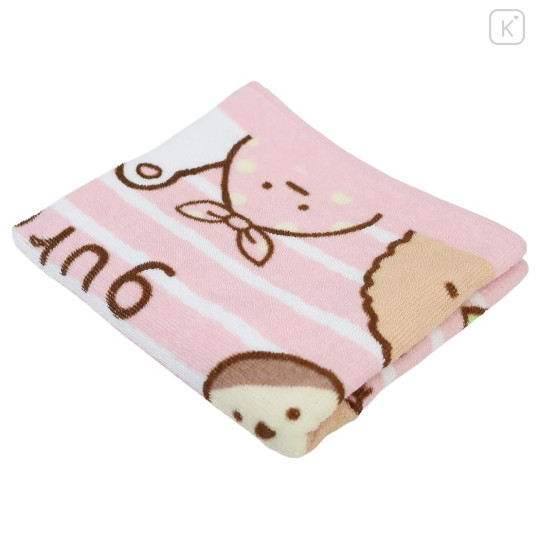 Japan San-X Jacquard Face Towel - Sumikko Gurashi : Pink Stripe - 3