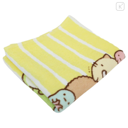 Japan San-X Jacquard Face Towel - Sumikko Gurashi : Yellow Stripe - 3