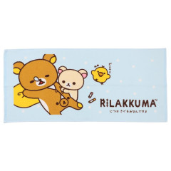 Japan San-X Jacquard Face Towel - Kiiroitori & Korilakkuma & Rilakkuma : Drawing Blue