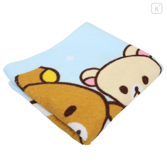 Japan San-X Jacquard Face Towel - Kiiroitori & Korilakkuma & Rilakkuma : Drawing Blue - 3