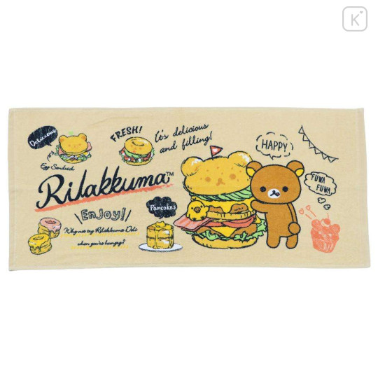 Japan San-X Jacquard Face Towel - Rilakkuma : Basic Rilakkuma Favorite Things Enjoy Food - 1