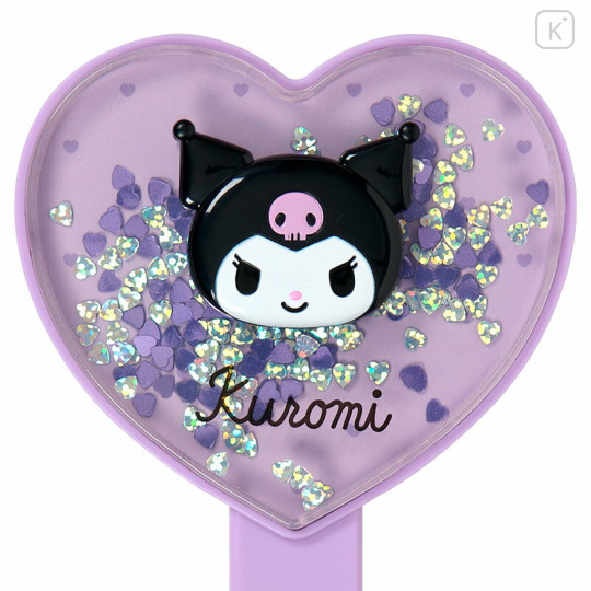 Japan Sanrio Original Hand Mirror - Kuromi : Sparkling Sequins Heart Shaped - 3