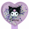 Japan Sanrio Original Hand Mirror - Kuromi : Sparkling Sequins Heart Shaped - 3