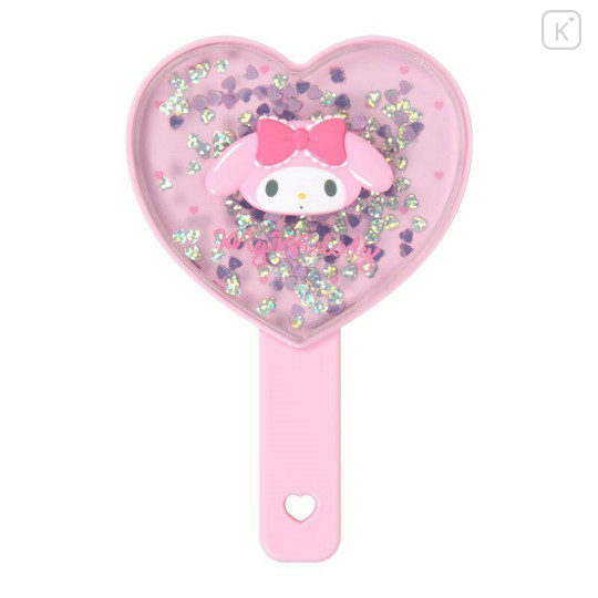 Japan Sanrio Original Hand Mirror - My Melody : Sparkling Sequins Heart Shaped - 1