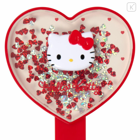 Japan Sanrio Original Hand Mirror - Hello Kitty : Sparkling Sequins Heart Shaped - 3