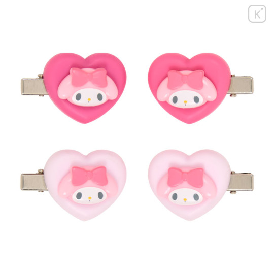 Japan Sanrio Original Mini Hair Clip Set - My Melody : Heart - 2