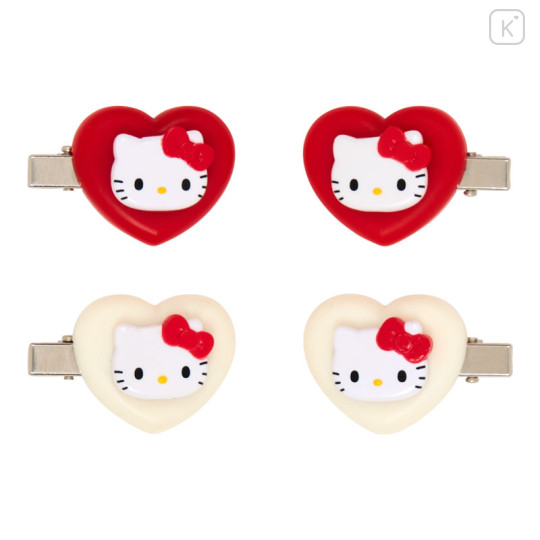 Japan Sanrio Original Mini Hair Clip Set - Hello Kitty : Heart - 2
