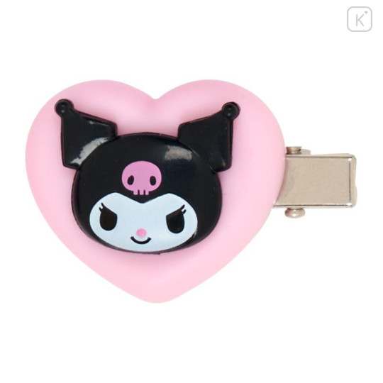 Japan Sanrio Original Mini Hair Clip Set - Kuromi : Heart - 5