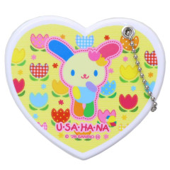 Japan Sanrio Slide Mirror - Usahana : Flower Yellow Heart Shaped