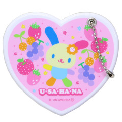 Japan Sanrio Slide Mirror - Usahana : Fruits Pink Heart Shaped