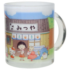 Japan Chibi Maruko Chan × Sanrio Glass Mug - Characters