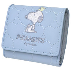 Japan Peanuts Quilted Trifold Wallet - Snoopy & Woodstock : Sky Blue
