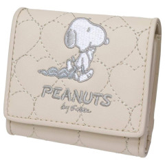 Japan Peanuts Quilted Trifold Wallet - Snoopy : Beige