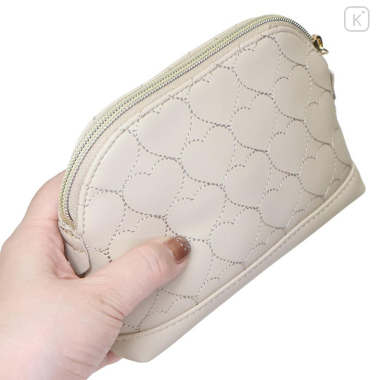 Japan Peanuts Quilted Cosmetic Pouch - Snoopy : Beige - 2