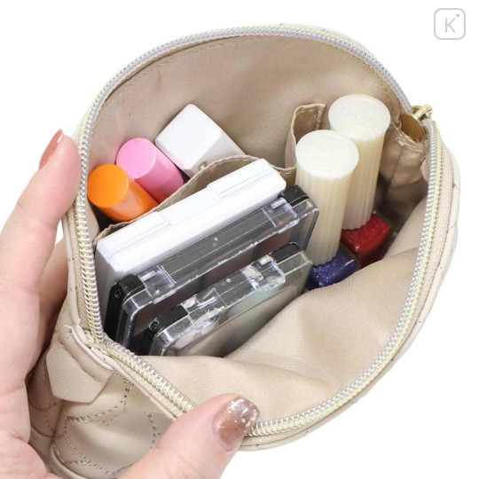 Japan Peanuts Quilted Cosmetic Pouch - Snoopy : Beige - 3