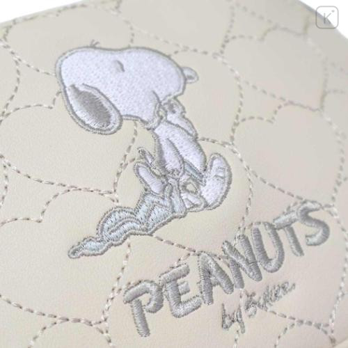 Japan Peanuts Quilted Cosmetic Pouch - Snoopy : Beige - 4