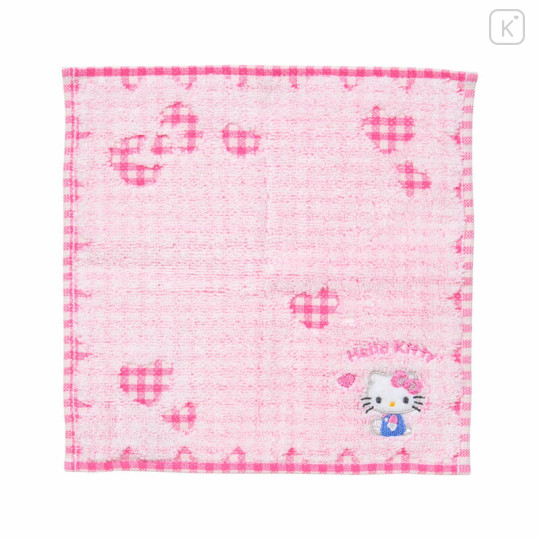 Japan Sanrio Original Petit Towel - Hello Kitty : Gingham Heart Pink - 1