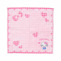 Japan Sanrio Original Petit Towel - Hello Kitty : Gingham Heart Pink