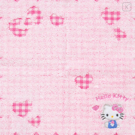 Japan Sanrio Original Petit Towel - Hello Kitty : Gingham Heart Pink - 3