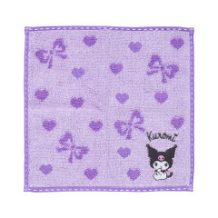 Japan Sanrio Original Petit Towel - Kuromi : Ribbon Heart Purple