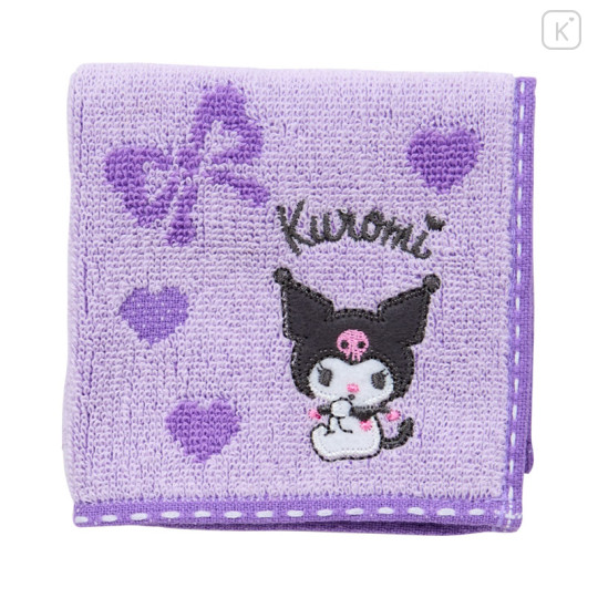 Japan Sanrio Original Petit Towel - Kuromi : Ribbon Heart Purple - 2