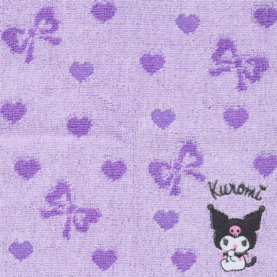 Japan Sanrio Original Petit Towel - Kuromi : Ribbon Heart Purple - 3