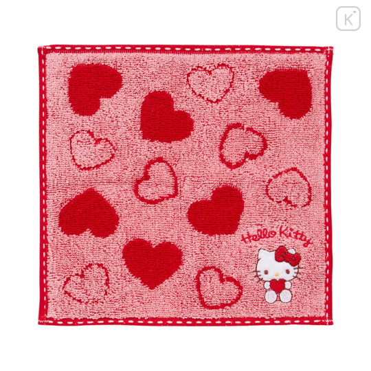 Japan Sanrio Original Petit Towel - Hello Kitty : Heart Red - 1
