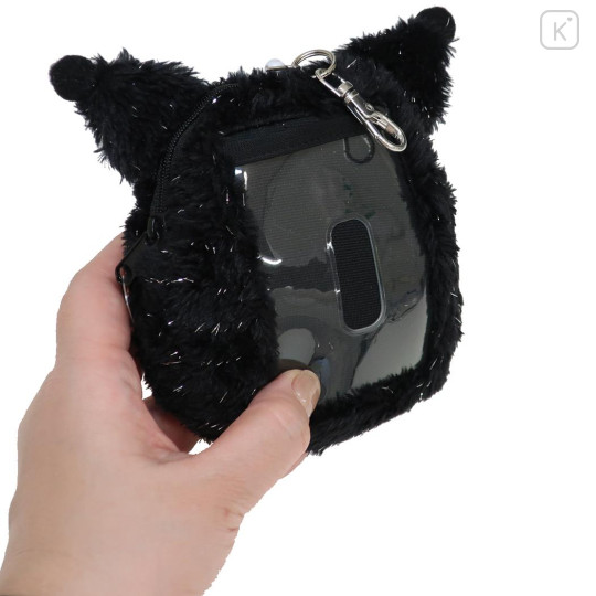 Japan Sanrio Plush Pass Case Pouch with Reel - Kuromi : Daruma - 2