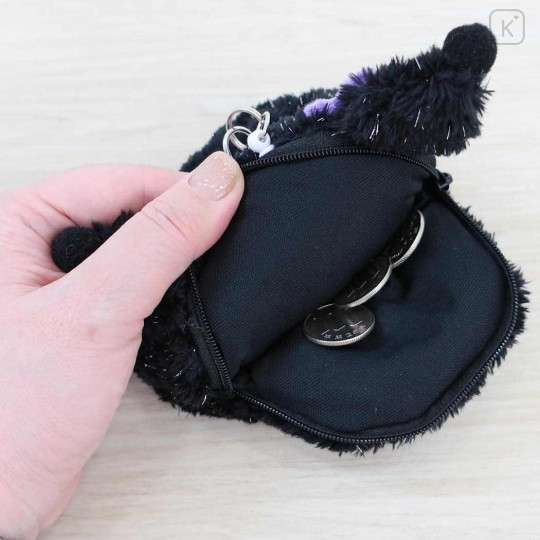 Japan Sanrio Plush Pass Case Pouch with Reel - Kuromi : Daruma - 3