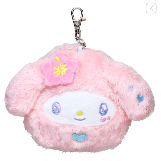 Japan Sanrio Plush Pass Case Pouch with Reel - My Melody : Daruma - 1