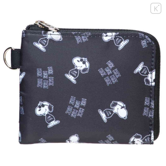Japan Peanuts Pass Case Card Holder & Coin Case - Snoopy : Joe Cool Black Hee - 1