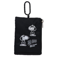 Japan Peanuts Pass Case Card Holder & Coin Case & Reel - Snoopy : Joe Cool Black Hee