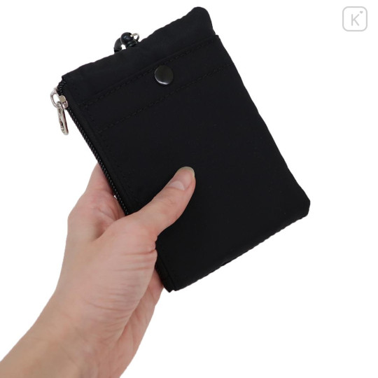 Japan Peanuts Pass Case Card Holder & Coin Case & Reel - Snoopy : Joe Cool Black Hee - 2