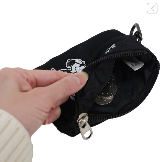 Japan Peanuts Pass Case Card Holder & Coin Case & Reel - Snoopy : Joe Cool Black Hee - 3