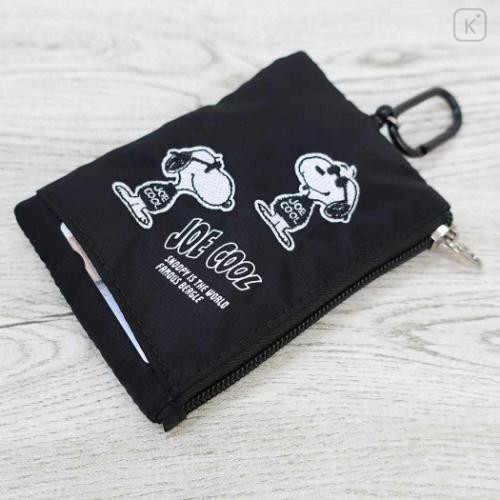Japan Peanuts Pass Case Card Holder & Coin Case & Reel - Snoopy : Joe Cool Black Hee - 4