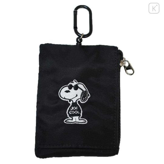 Japan Peanuts Pass Case Card Holder & Coin Case & Reel - Snoopy : Joe Cool Black - 1