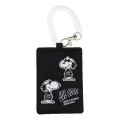 Japan Peanuts Pass Case Card Holder & Coil Spring Strap - Snoopy : Joe Cool Black Hee - 1