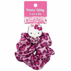 Japan Sanrio Hair Scrunchie - Hello Kitty : Leopard Pink