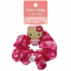 Japan Sanrio Hair Scrunchie - Hello Kitty : Tan Swimsuit Pink