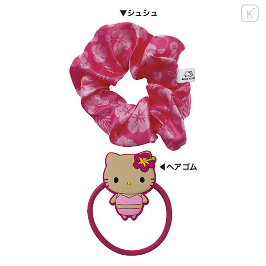 Japan Sanrio Hair Scrunchie - Hello Kitty : Tan Swimsuit Pink - 2