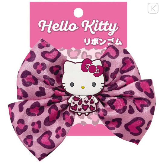 Japan Sanrio Mascot Hair Tie - Hello Kitty : Ribbon Leopard Pink - 1