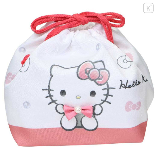 Japan Sanrio Drawstring Pouch & Lunch Bag - Hello Kitty : Ribbon - 1