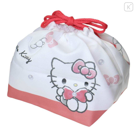 Japan Sanrio Drawstring Pouch & Lunch Bag - Hello Kitty : Ribbon - 2