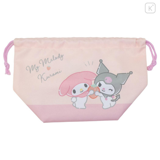 Japan Sanrio Drawstring Pouch & Lunch Bag - Kuromi & My Melody : Strawberry - 3